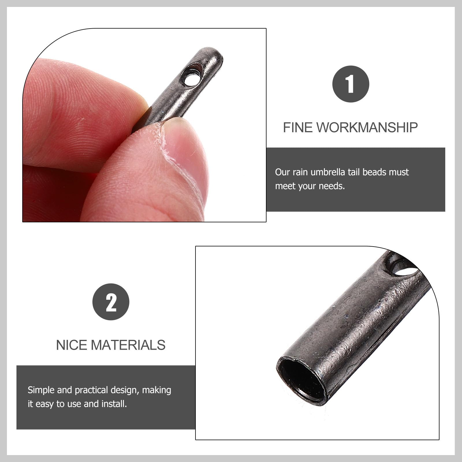 MAGICLULU Metall Regenschirm Ersatzteile für Sonnenschirm 10 Stück Schirm Schwanzperlen Zubehör zur Regenschirmreparatur Leicht zu Reinigen Vielseitig Einsetzbar für Sonnenschirm Upgrades