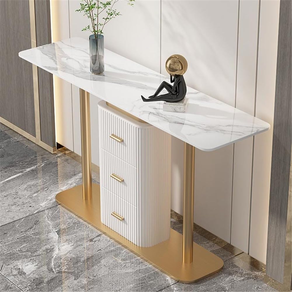Mesa Consola para Entrada Mostrador de Entrada Lujo Ligero con cajones Muebles recibidor clásicos Mesa de sofá(Medio)