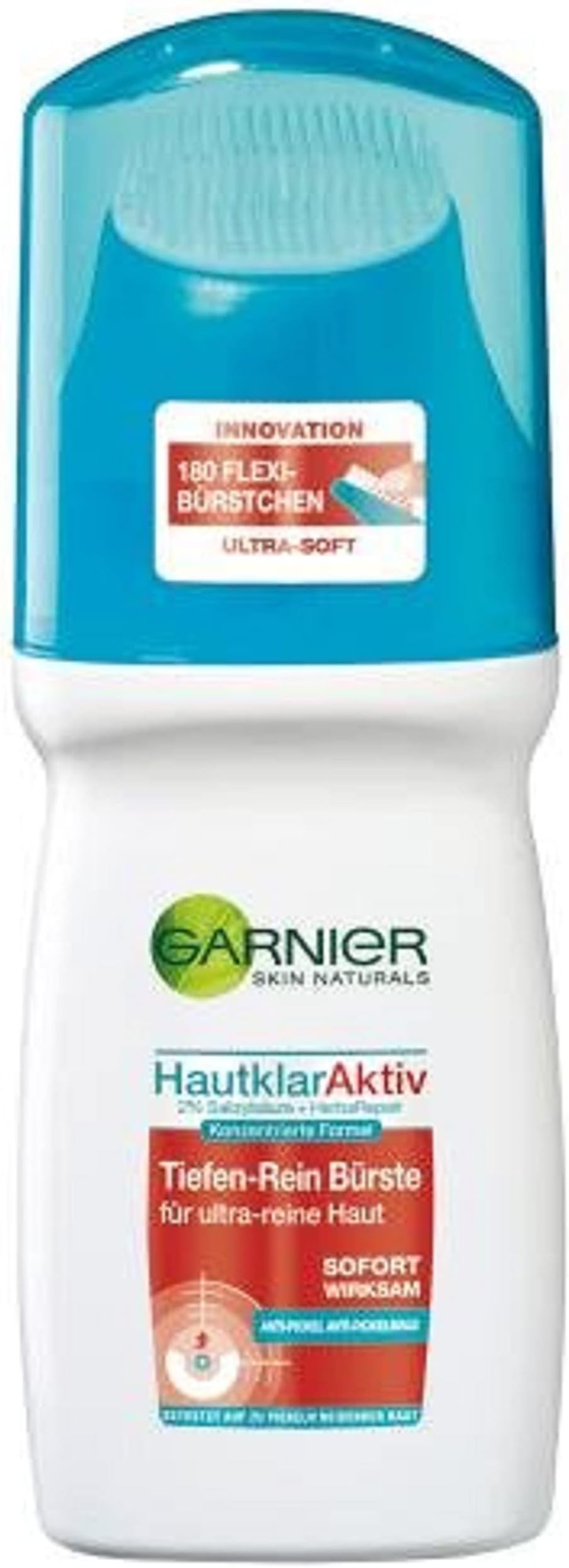 Garnier Hautklar Active Deep Pure Brush, Facial Cleansing Brush with Salicylic Acid Works Against Pimples (1 x 150 ml)