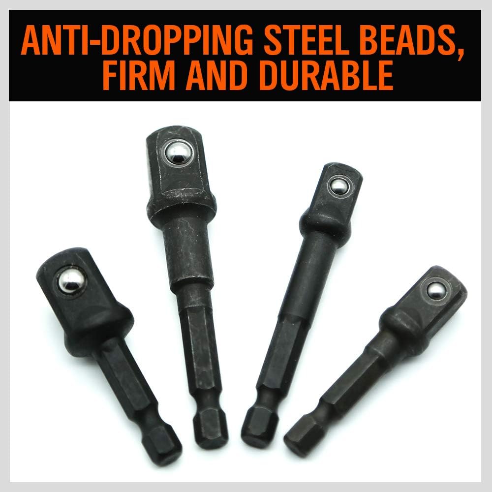HORUSDY 8-Piece Impact Sockets Adapter Sets, Hex Shank 1/4" 3/8" 1/2"