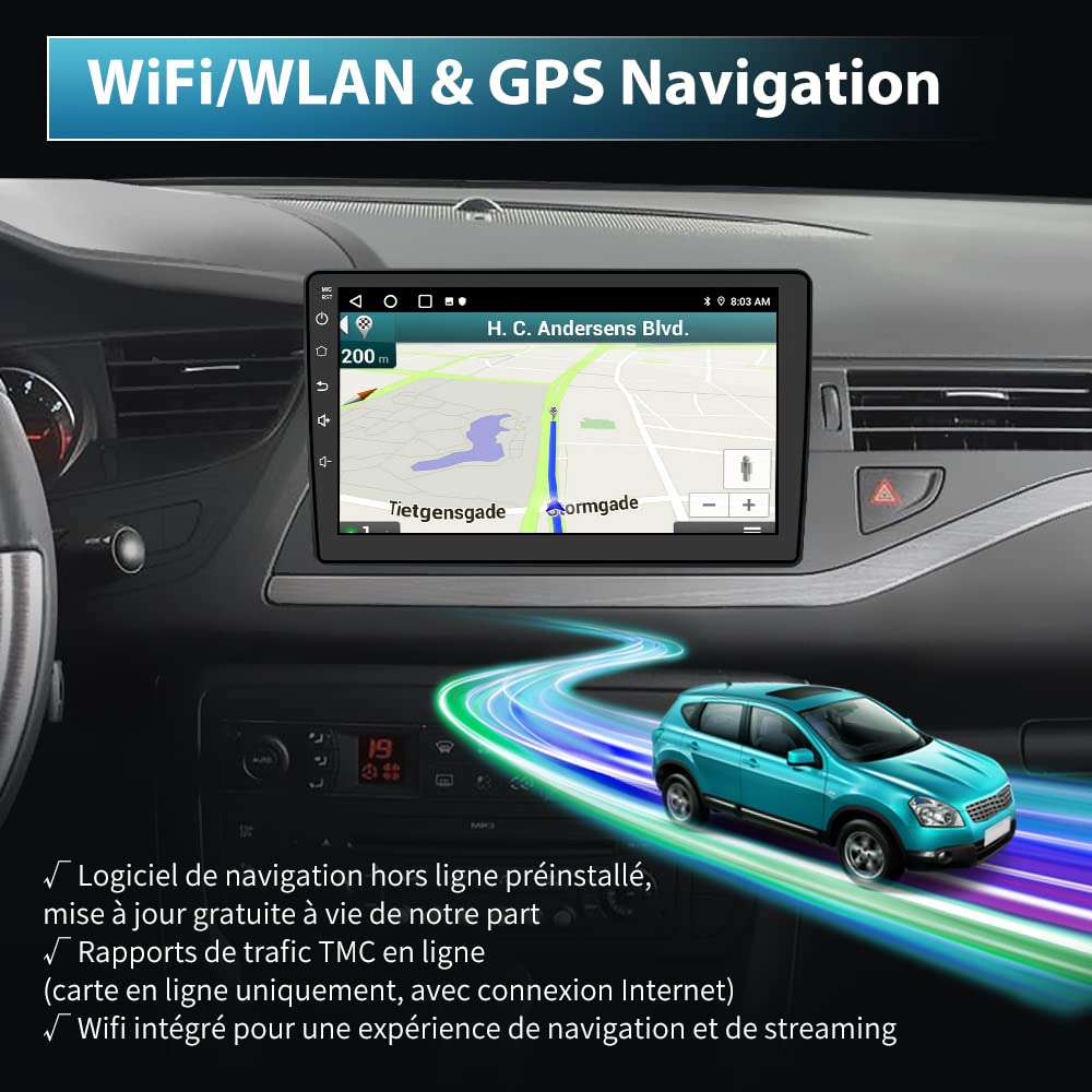 AWESAFE Autoradio Android 13 pour Citroën C5 (2008-2017) – Écran Tactile 10 Pouces avec Cadre, CarPlay sans Fil, Navigation, Android Auto sans Fil, Bluetooth, WiFi, Radio RDS