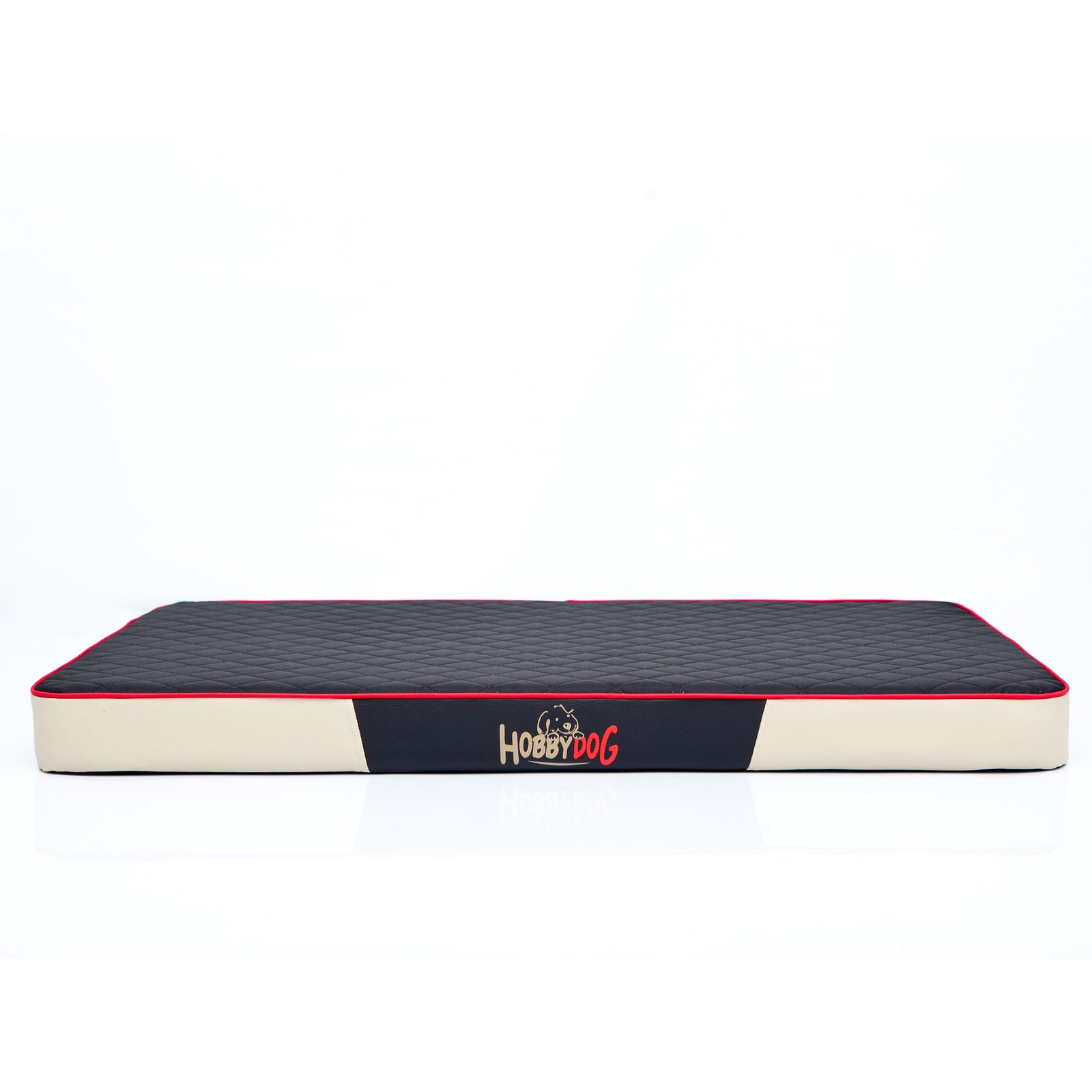 Premium Matratze Hundematratze Codura Kunstleder Hundematte M (80x54cm), Schwarz/beige