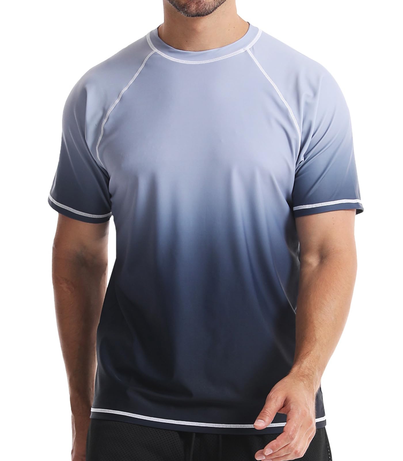 Rashguard pour Homme Séchage Rapide T Shirt Manches Courtes T-Shirt de Bain Anti-UV UPF 50+
