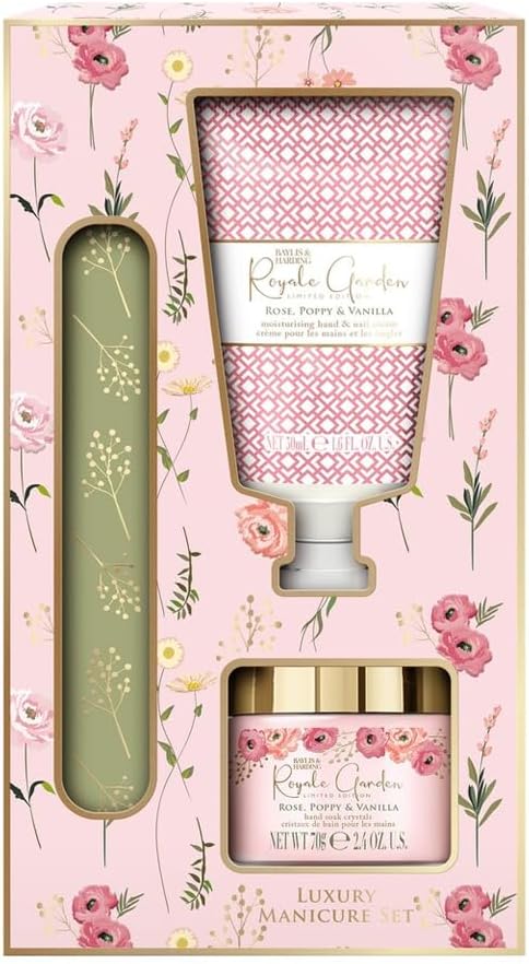 Baylis & Harding Royale Garden Rose, Poppy & Vanilla Luxury Manicure Gift Set (Pack of 1) - Vegan Friendly