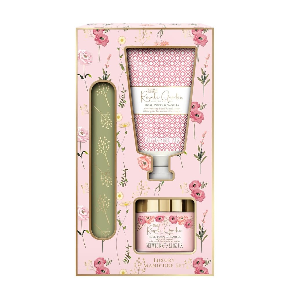 Baylis & Harding Royale Garden Rose, Poppy & Vanilla Luxury Manicure Gift Set (Pack of 1) - Vegan Friendly
