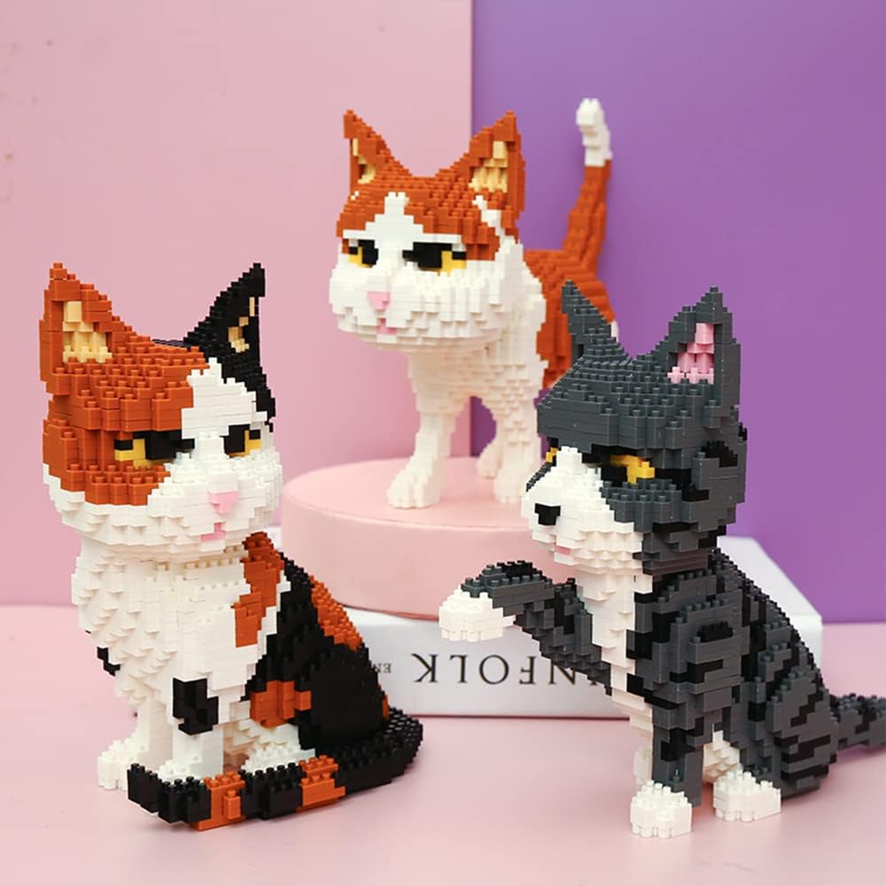 Uvini Adult Building Set, Micro Bricks Cat Animal Pets Building Toy for Kids 10-14, Teens or Adults - 1390 Pieces