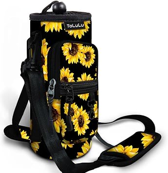 ToLuLu 25/32/40oz Water Bottle Carrier Bag Pocket,Insulated Neoprene Adjustable Shoulder Strap Water Bottle Pouch Case, Crossbody Water Bottle Holder Sling Sleeve for Men Women Adults