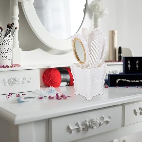 Miniatura 6 de Juego de 5 peines de espejo de mano vintage, juego de peine de espejo de maquillaje para el cabello, cepillo desenredante, peine de cola de rata con