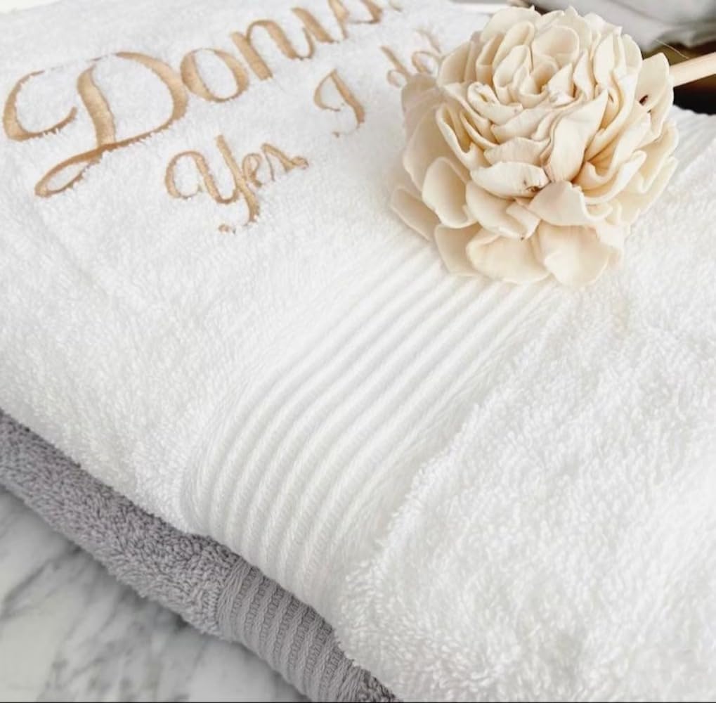 IEK Personalized Name Home Bath Towel Custom Embroidered Monogrammed Cotton Bath Sheet Unique Party Gifts Towel with Names (Towels and Bath Towels)
