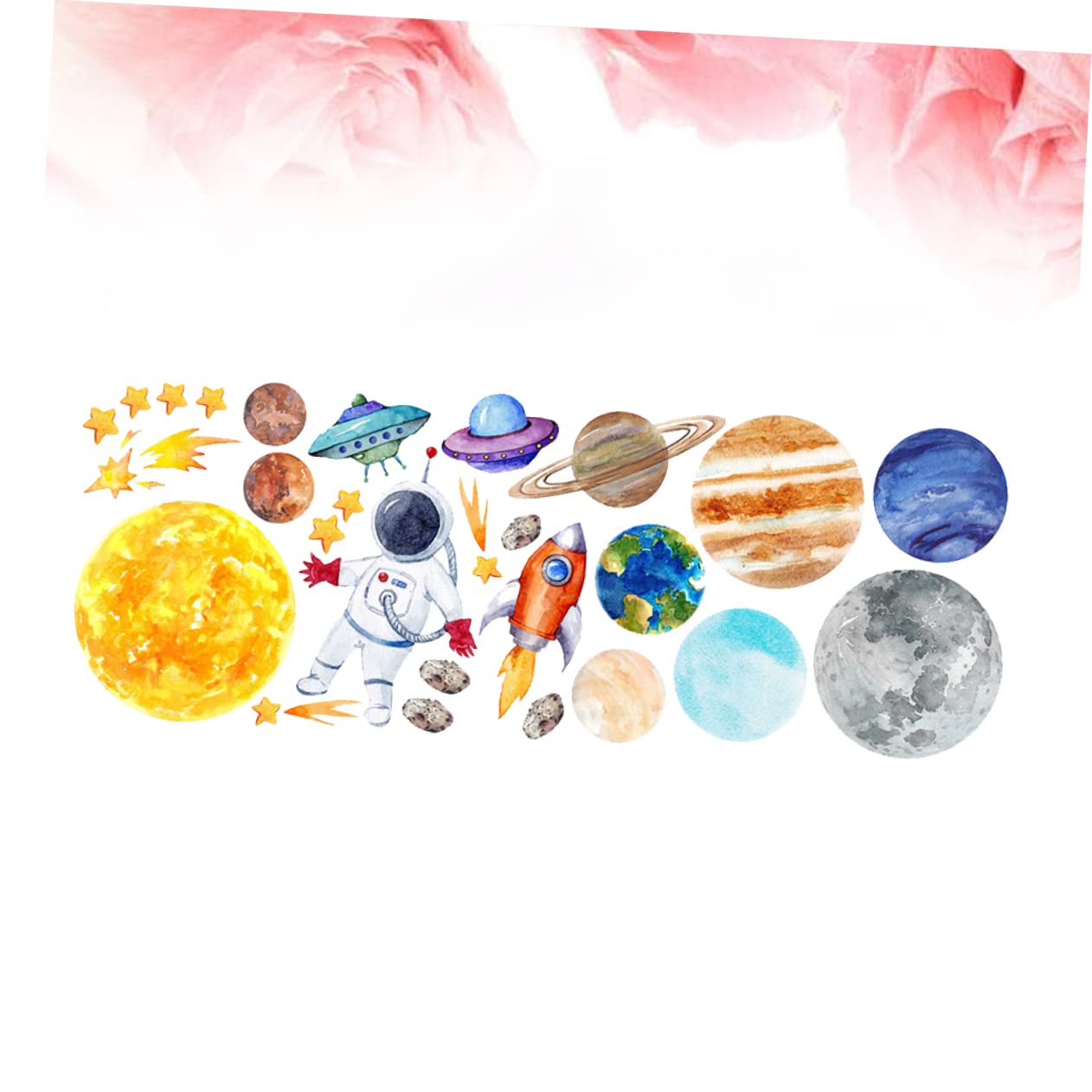 Hemobllo 2pezzi Adesivi Murali Spaziali Per Ragazzo Ragazza Decorazione Cameretta Autoadesivi Rimovibili e Impermeabili Design Pianeti e Astronauti Adatti Per Stanze Da Gioco e Nursery