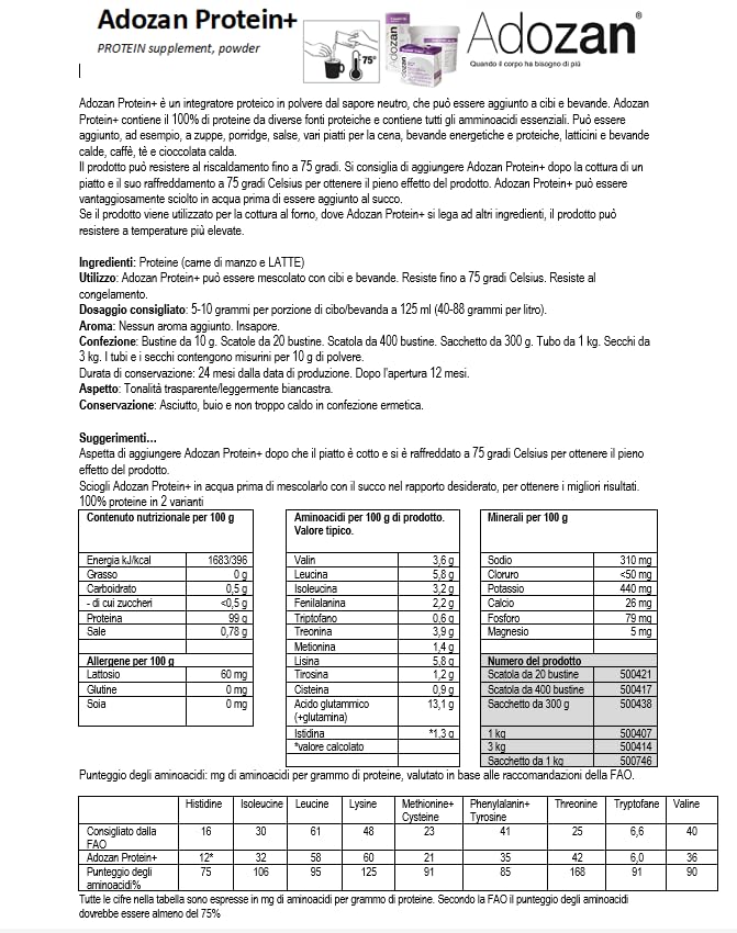 Adozan Eiweiß 100 | 99% Whey Isolate/Rind Protein Pulver auf 100g | Neutral, Ohne Zucker & Fett | Leicht Löslich, Geschmacksneutral Eiweißpulver für Diät, Bariatrische Ernährung & Regeneration | 3kg