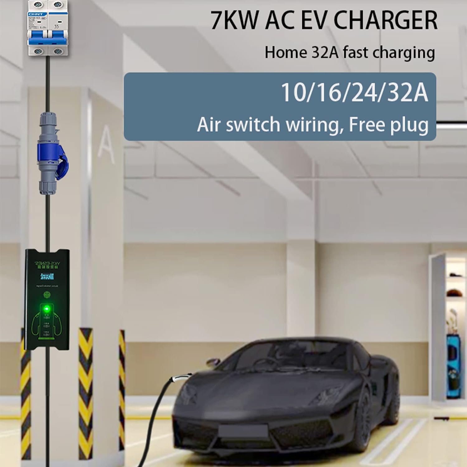 Portable 16/32A EV Charger Level 2 Cable Portable Home Electric Vehicle Charging Station IP65 Waterproof Charge Faster