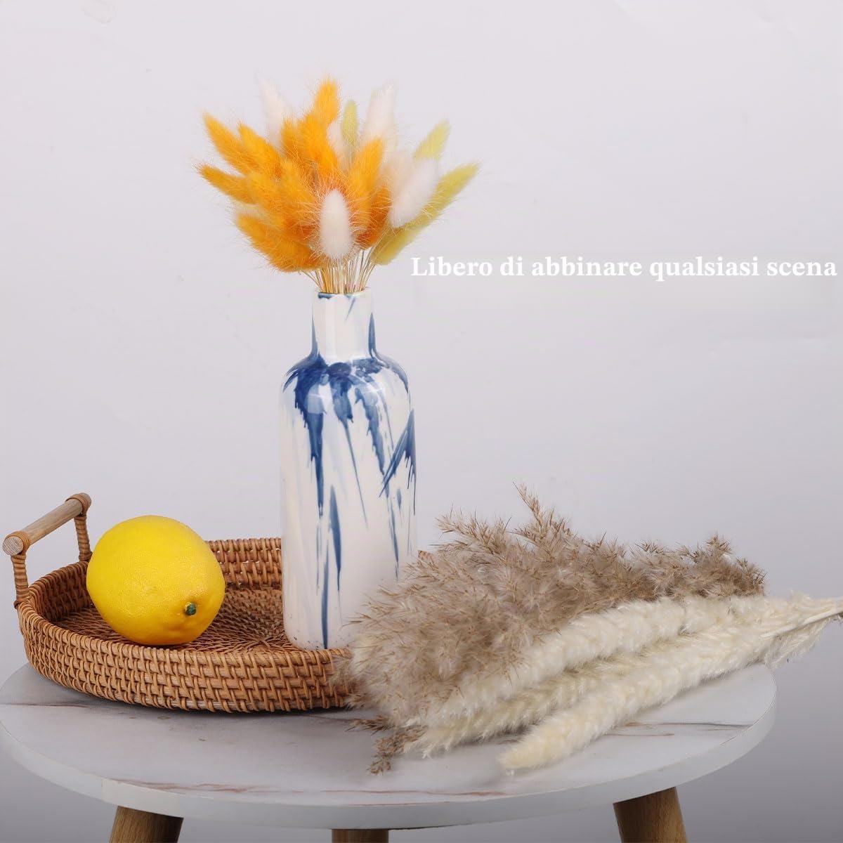 Set di 5 vasi in ceramica blu e bianca - Vasi decorativi moderni in stile rustico blu navy per casa, ufficio, soggiorno, centrotavola per decorazioni da tavola per mensole e accenti per caminetto