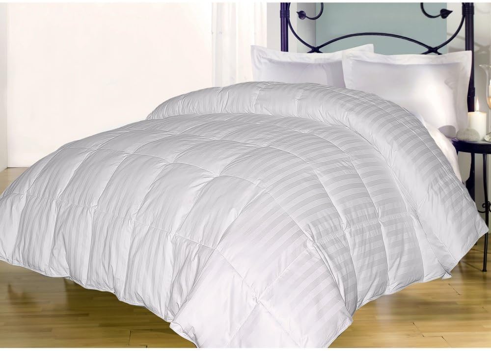 Blue Ridge Home Fashions 350 Thread Count Cotton Damask Down Alternative Comforter, Twin, White