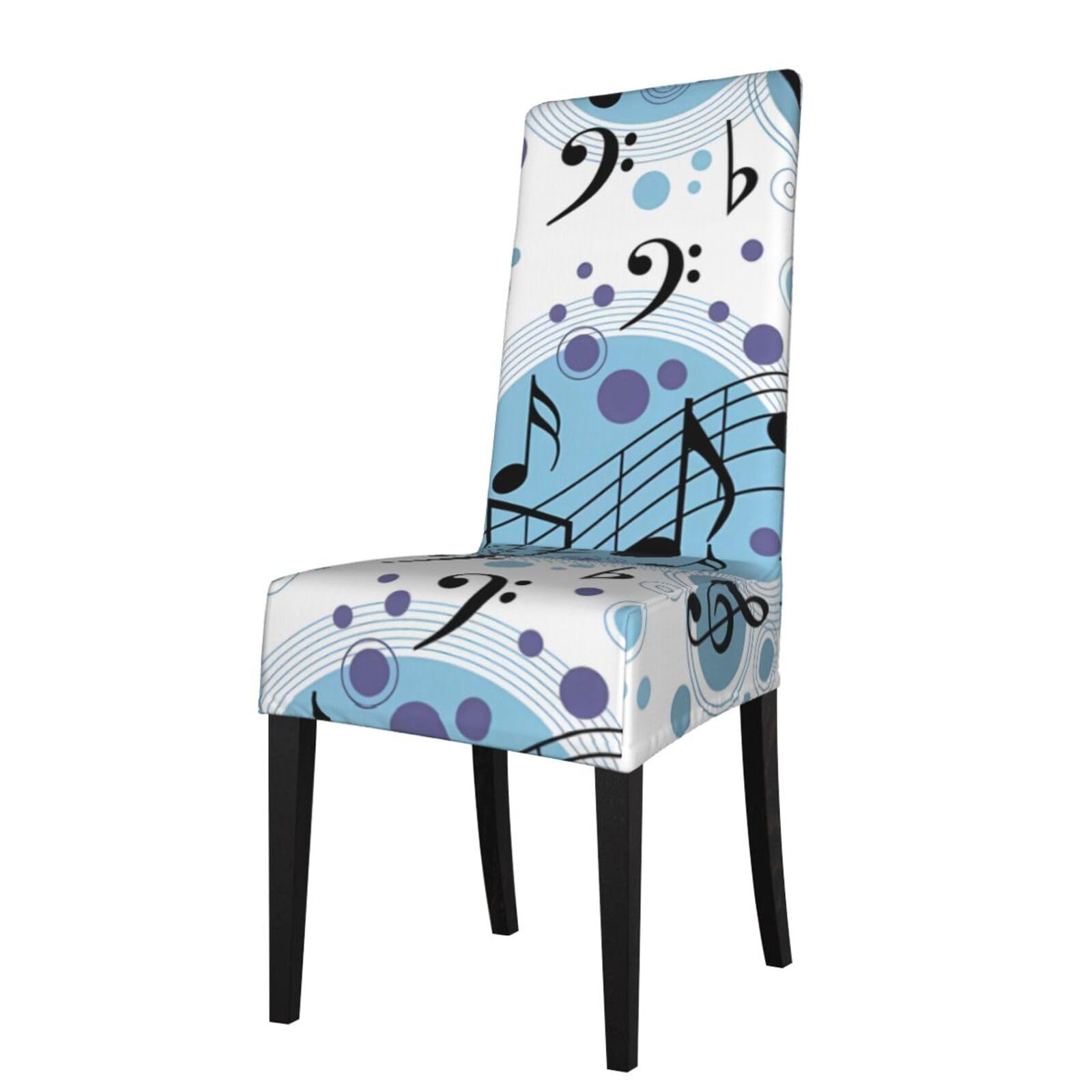 Yyhwhjde Black Polka Dot Music Note Prints Protection Cover For Dining Chair – Stretch Slipcovers For A Fresh, Refreshed Dining Room Look!