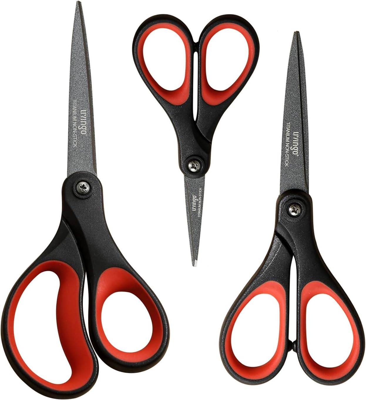 Titanium Scissors Set - Heavy Duty Sharp Non-Stick Blades for Paper, Fabric, Stationery - Comfort Grip Handles - Ideal for Home Office School and Crafting - Includes 5", 7", 8" Sizes