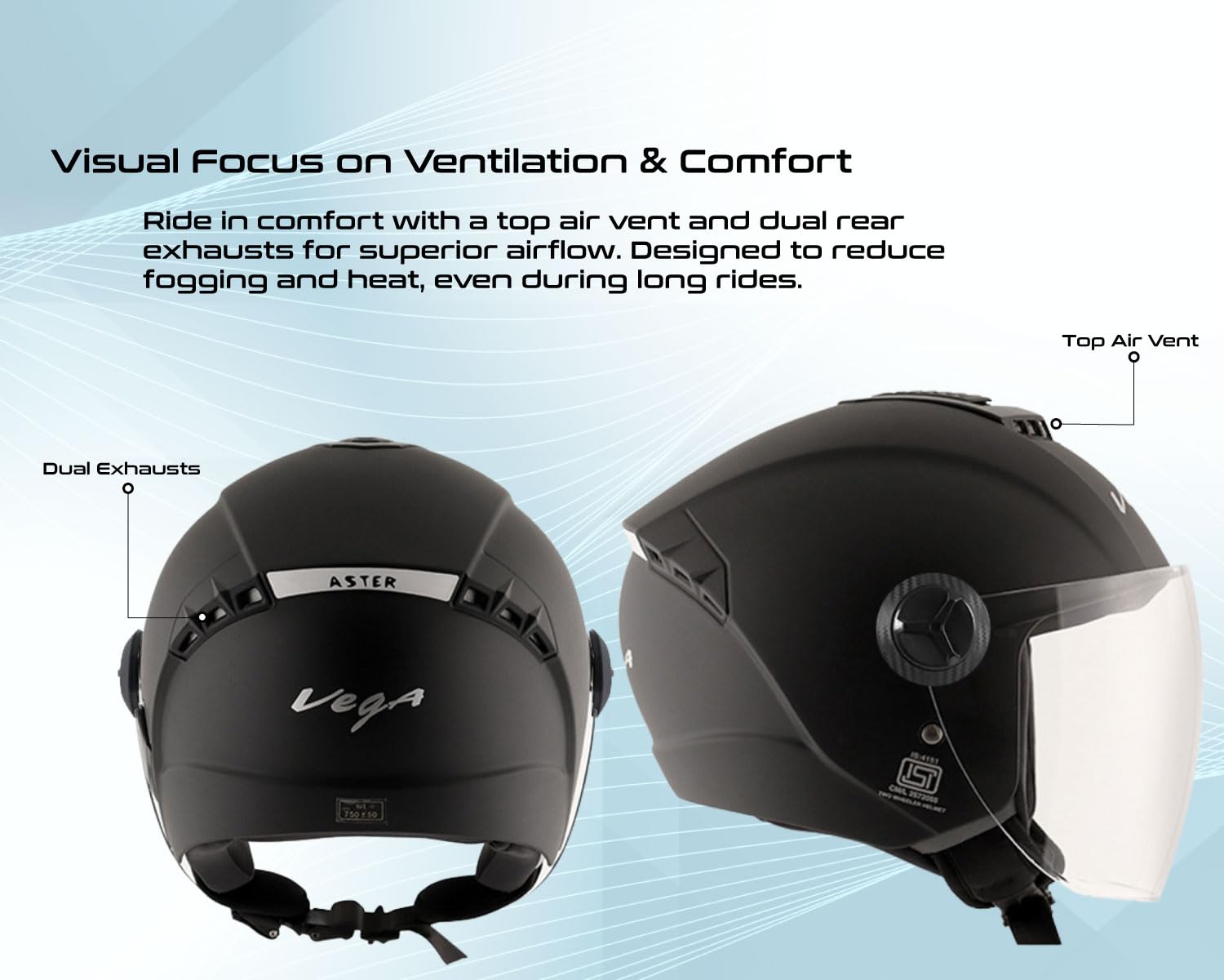 Vega Aster Dx Dull Black Helmet-L - Image 3 thumbnail