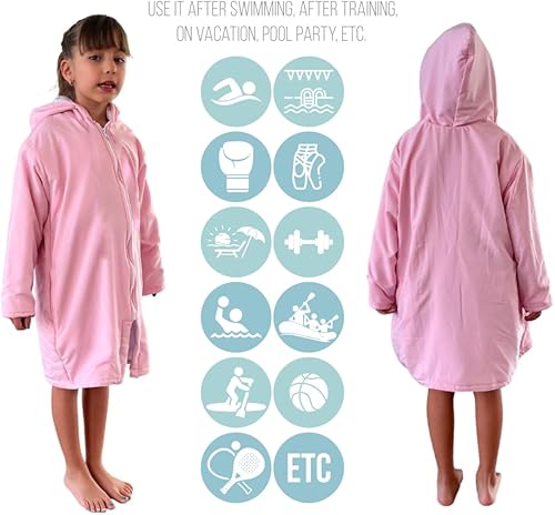 Miniatura 2 de MACAR Parka de natación TOALLA deportiva, tela impermeable en el exterior, chaqueta seca para niños y adultos