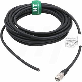 HangTon Hirose 6 Pin Female HR10A-7P-6S to Open End Flying Cable Bare Wire for Basler ace Racer GigE Camera (Straight 6-pin, 1m)