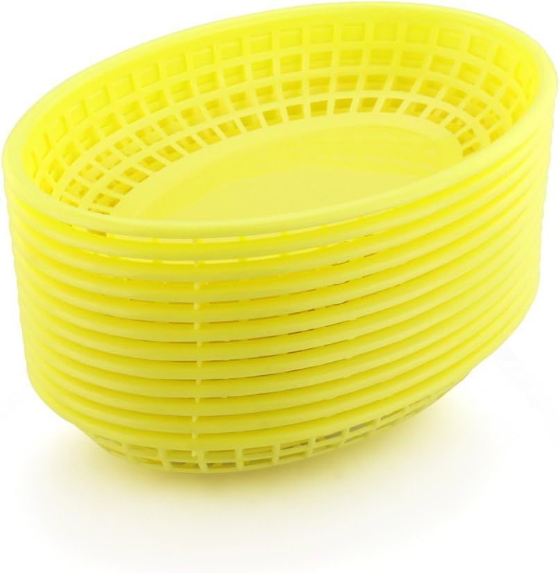 New Star Foodservice 44195 Fast Food Baskets, 9 1/4 x 6 Inch Oval, Set of 36, Yellow