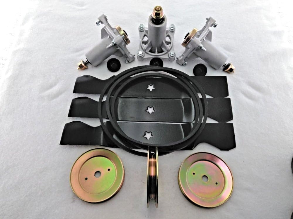 54 Inch Zero Turn Lawn Mower Deck Rebuild Kit Replaces Blades Belt Spindles Pulleys 53219724 532153532 532187292