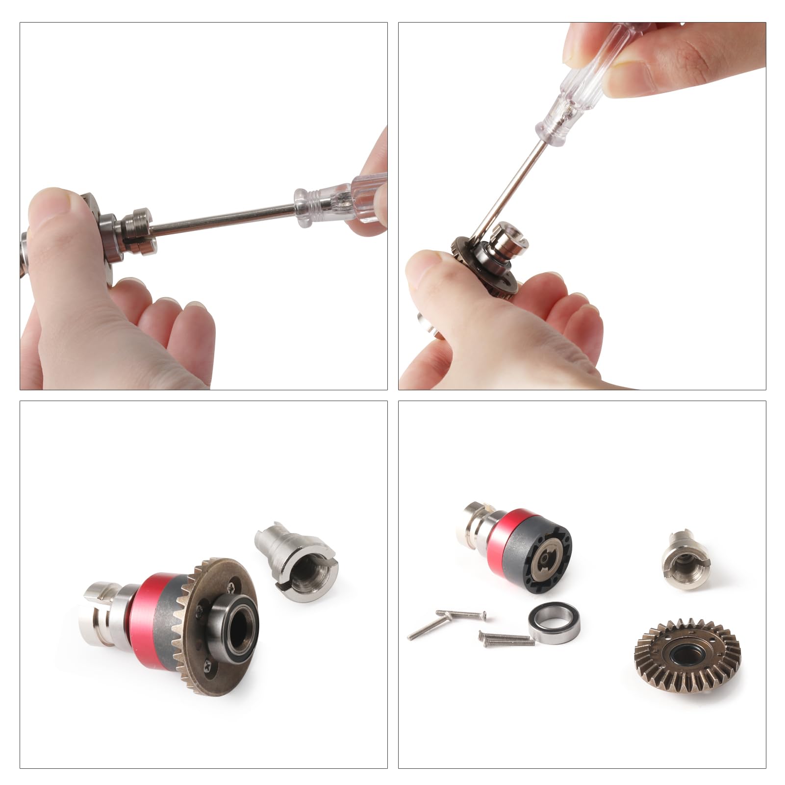 Upgraded Metal Differential & CVD Axle Set For ARRMA 118 Granite GROM &  114 Mojave - Red & Black - SHALUOMAN