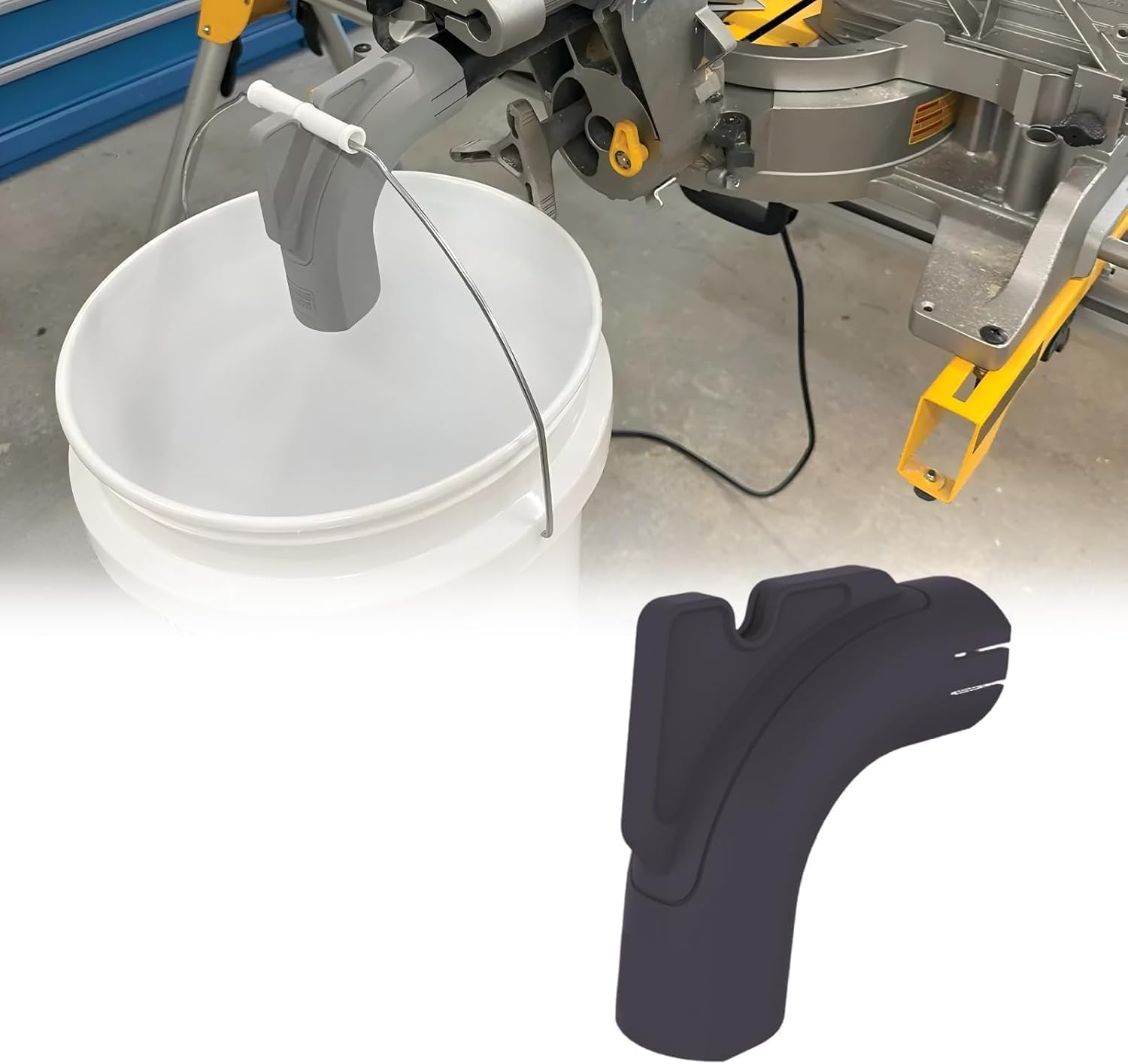 Miter Saw Dust Collector Attachment for Dewalt - No-Vacuum Gravity Powered System for 5-Gallon Buckets | Universal Fit for Most Dust Ports | Workshop & DIY Sawdust Catcher Attachment