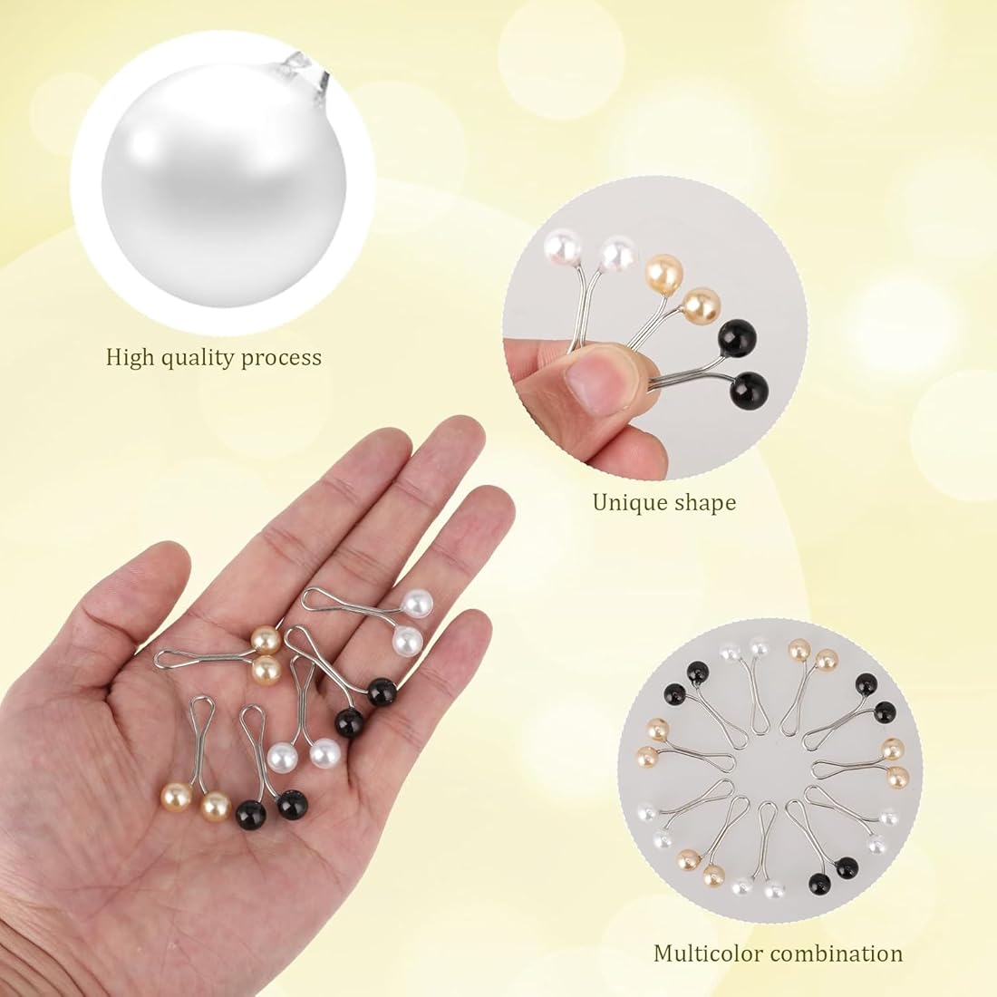 12x Muslim Scarf Hijab Clip Pearl Scarf Brooch Pin Shawl Scarf Head Scarf Holder