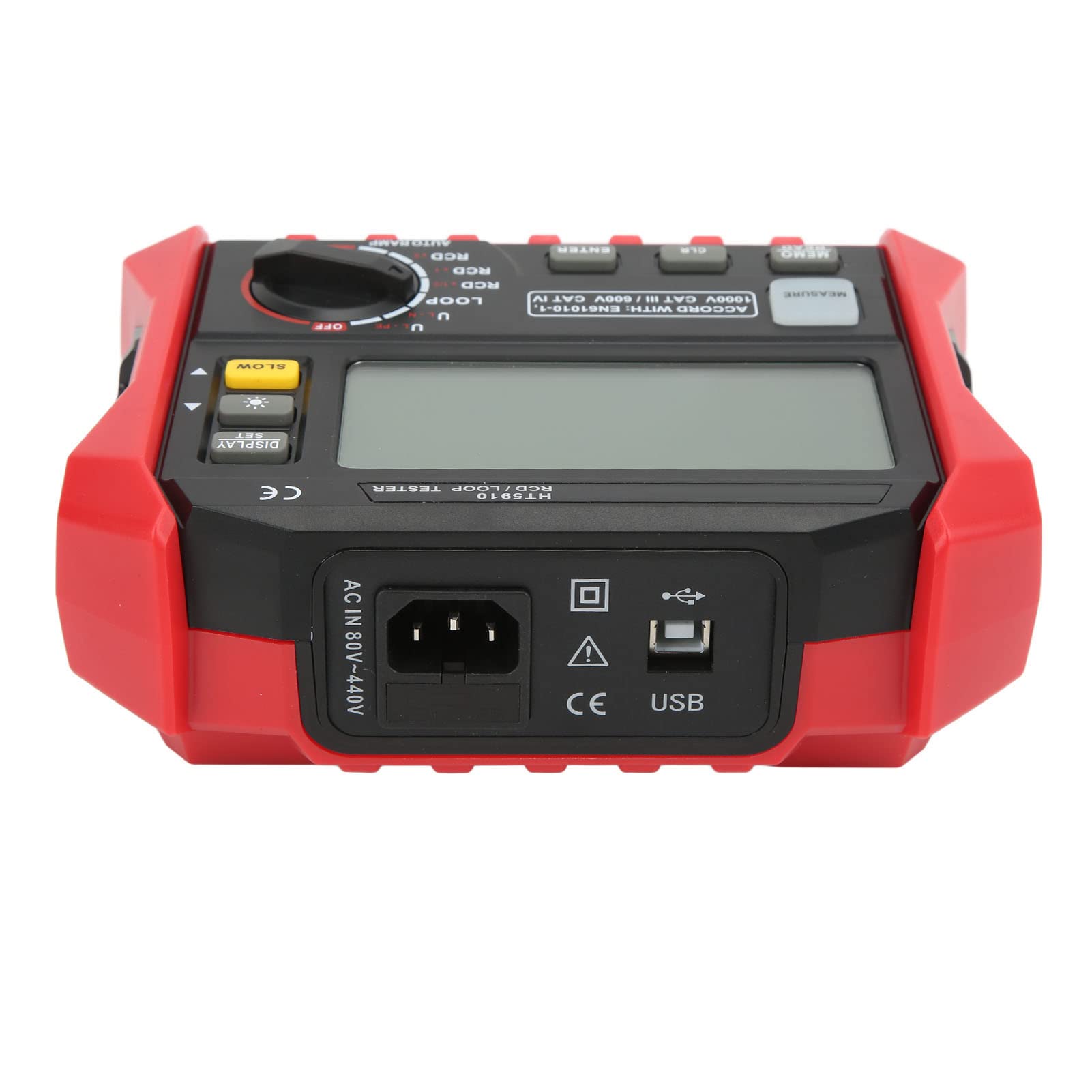 Emoshayoga Tester di Resistenza Interruttore di dispersione, 0V 440V Strumento di Prova di Resistenza RCD Multifunzionale a Costruzione compatta 45Hz 65Hz per Il rilevamento di circuiti