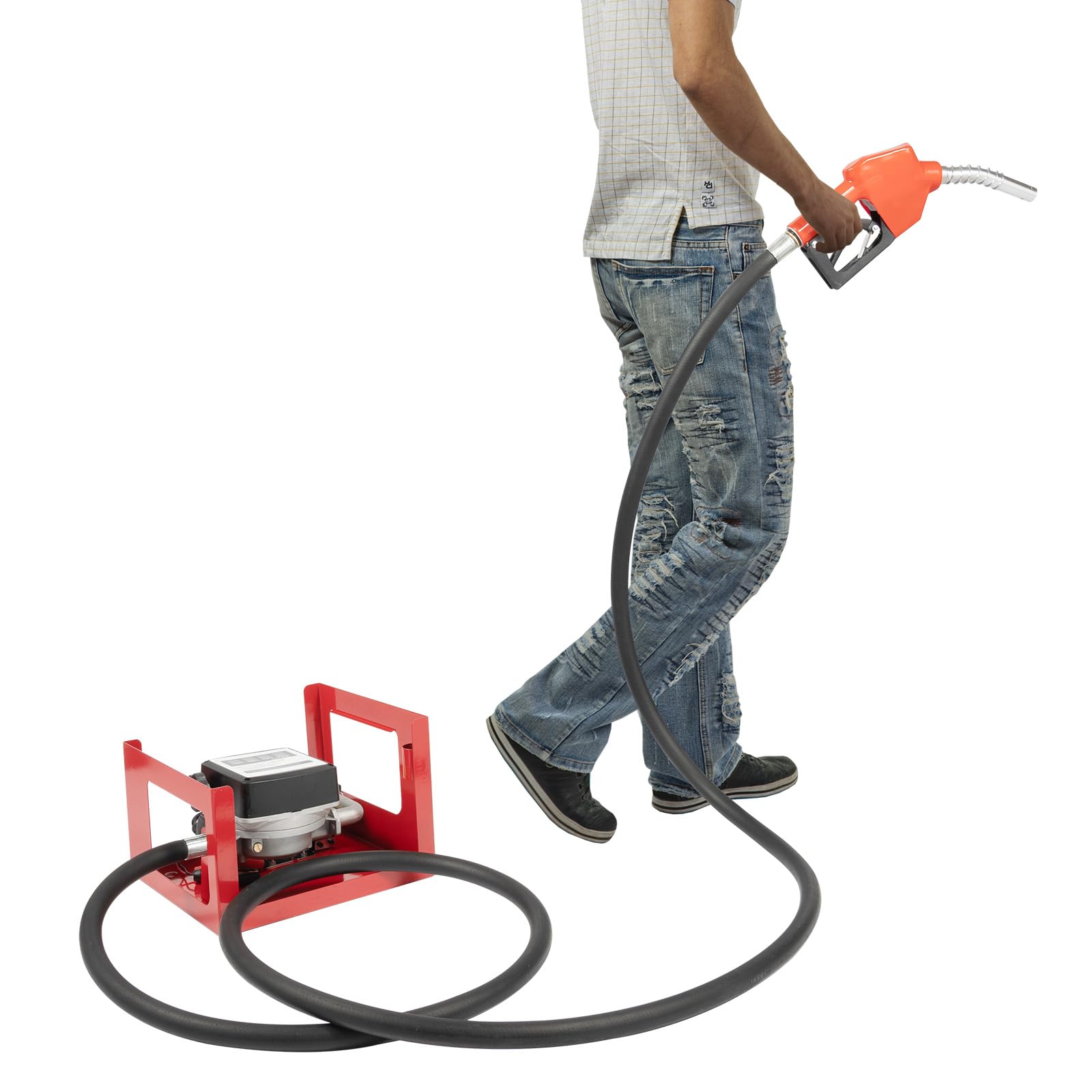 Bomba diésel de 12 V con caudalímetro – Bomba de suministro de combustible para diésel de 200 W (45 l/min), incluye pistola de extracción y manguera de 6 m para tractor, barco, bidón