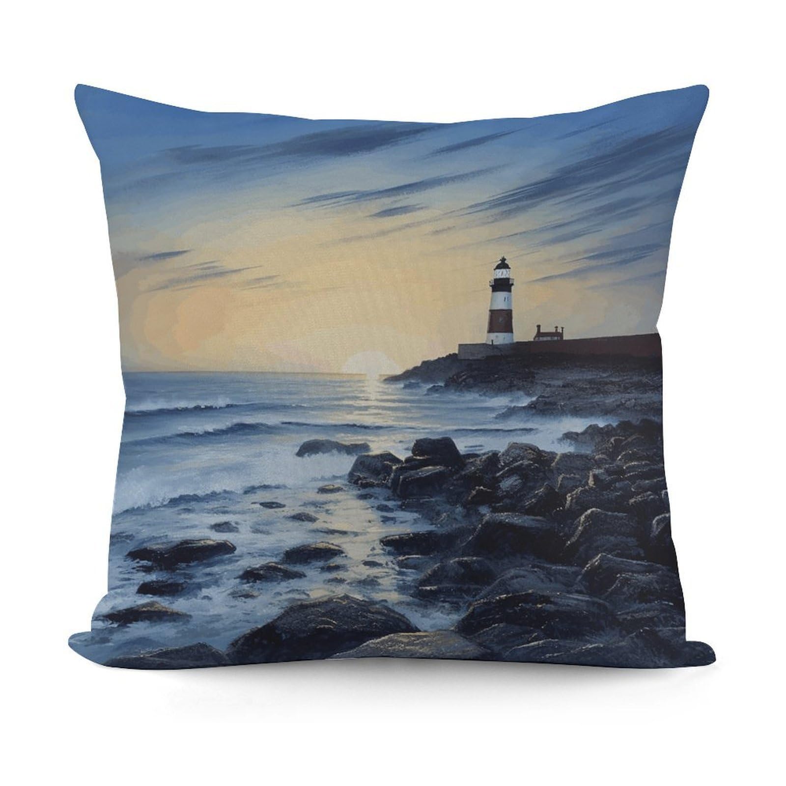 VstaDank The Seaside Lighthouse Pillow Covers Soft Plush Decorative Square Pillow Cover Modern Breathable Pillowcases Pillowcase with Invisible Zipper 18x18 Inches for Sofa Living Room