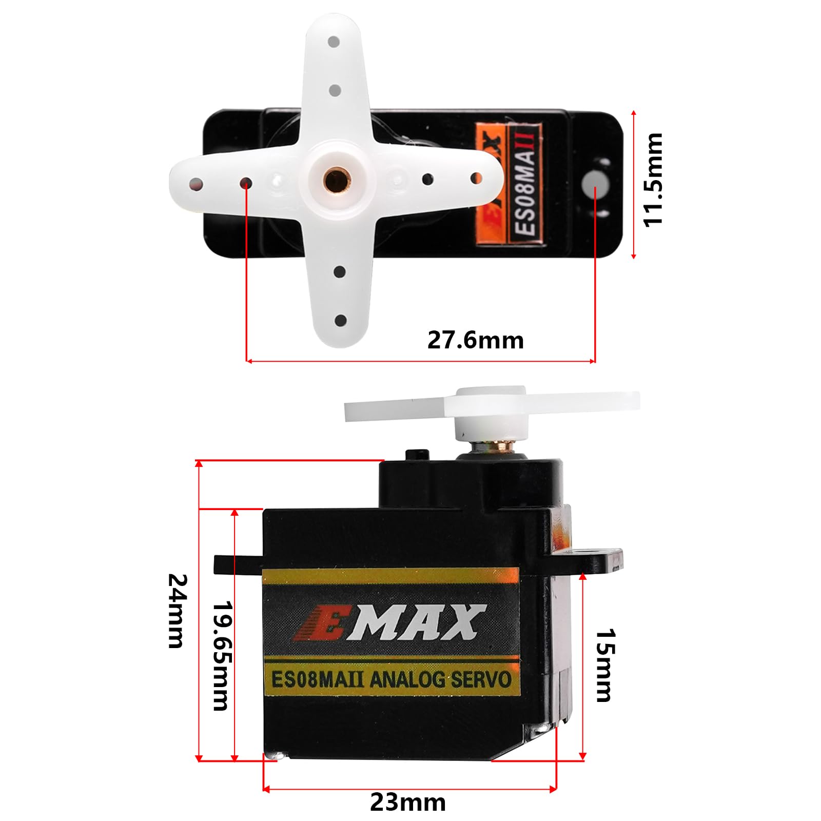 ES08MA II Metal Gear Micro Servo 2.0kg.cm Alto Torque RC Mini Servo Rotación 145° para drones/Modelos RC, 12g Diseño Ligero (4 piezas)