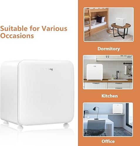 Miniatura 8 de COSTWAY Mini refrigerador de 1.6 pies cúbicos, refrigerador compacto con descongelación automática, puerta reversible individual, termostato