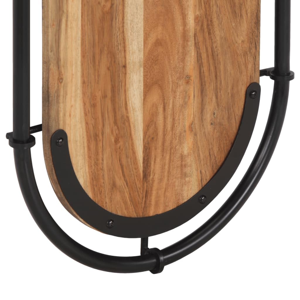 Appendiabiti da parete in legno di acacia massiccio con 4 ganci in ferro, set da 2 pezzi, per corridoio e ingresso, salvaspazio, appendiabiti, giacche e borse, 34 x 110 cm