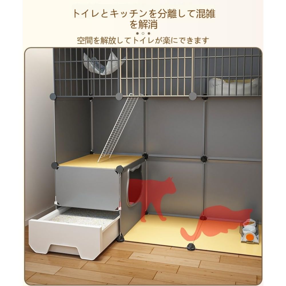 ゲージ 猫、3段 ゲージ 猫、トイレ付き猫ケージ、猫ベビーサークル猫 