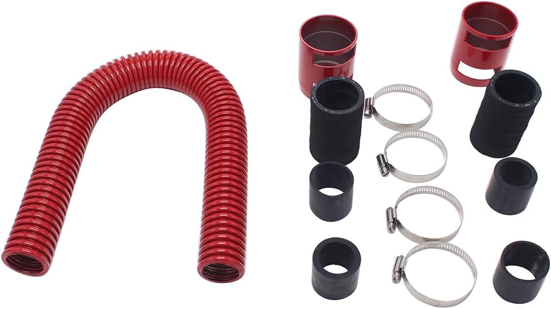 1 Set Red 24" Long Universal Flexible Stainless Steel Radiator Hose Kit Fits for Chevy Ford