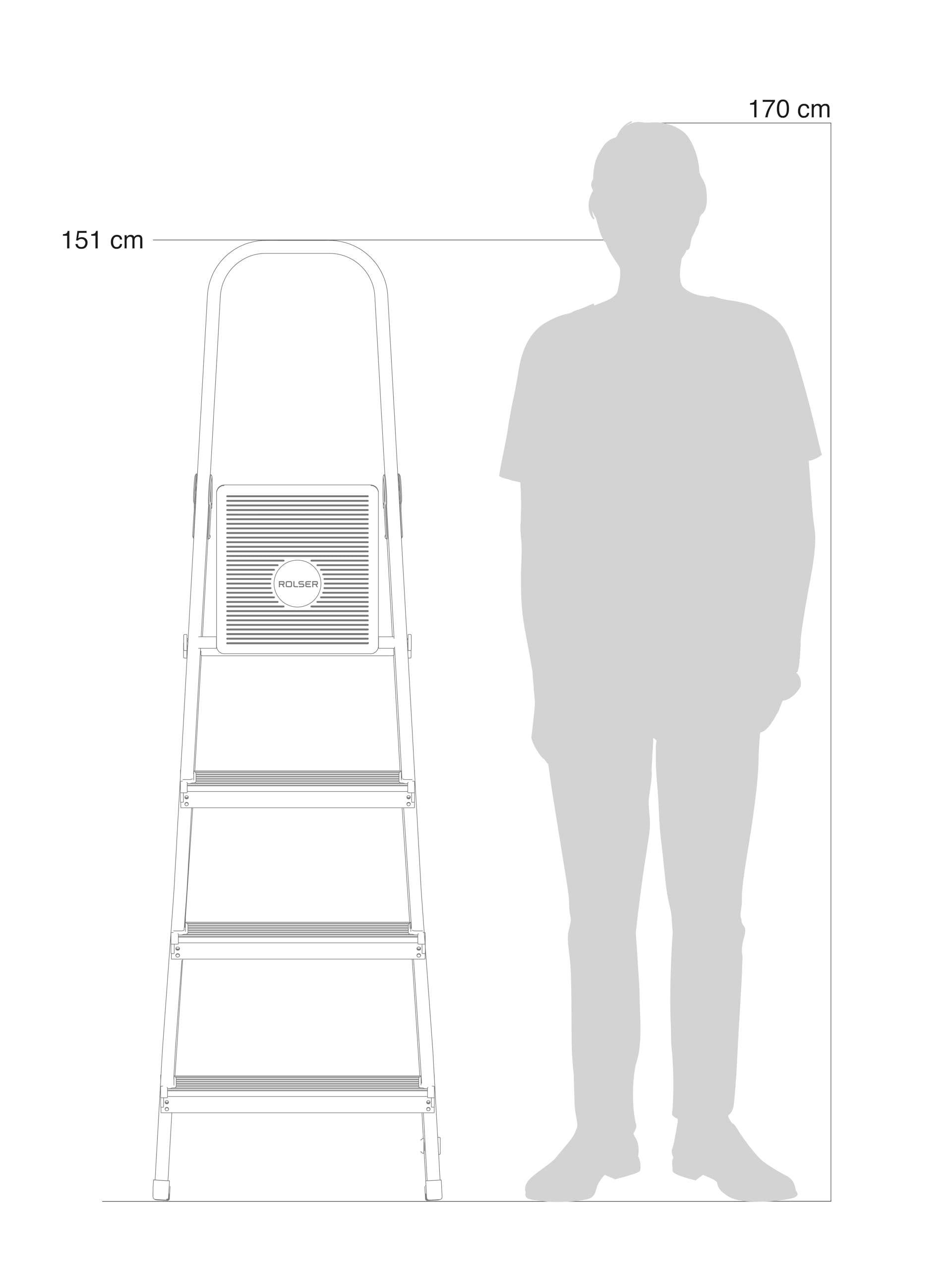 Escalera Aluminio Rolser 4 Peldaños EN-131 Uso Doméstico Profesional
