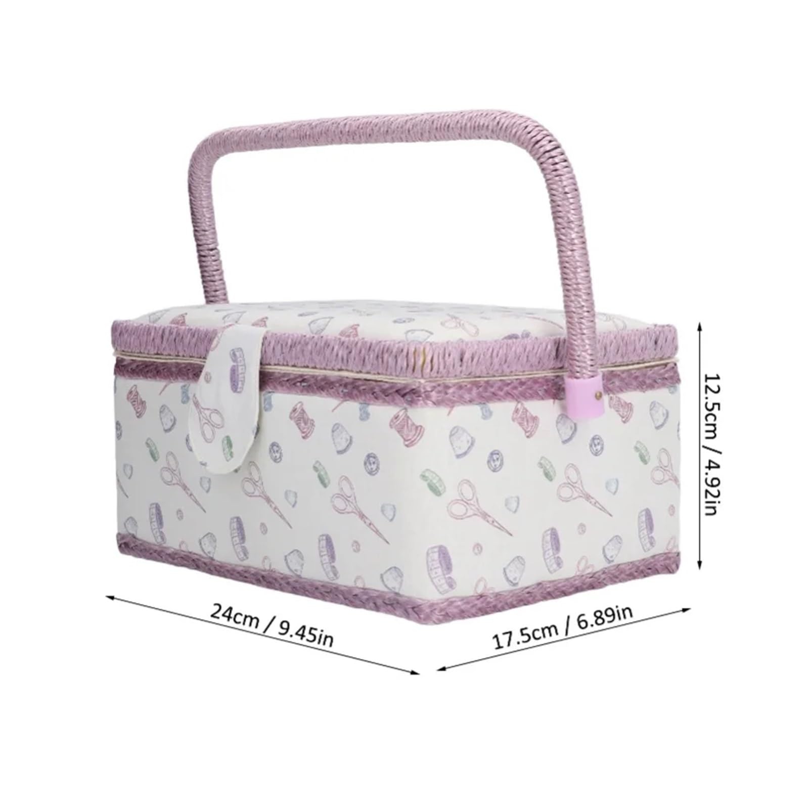 Cesta de Coser Sewing Basket Purple Fabric Crease Proof Good Elasticity Portable Durable Box