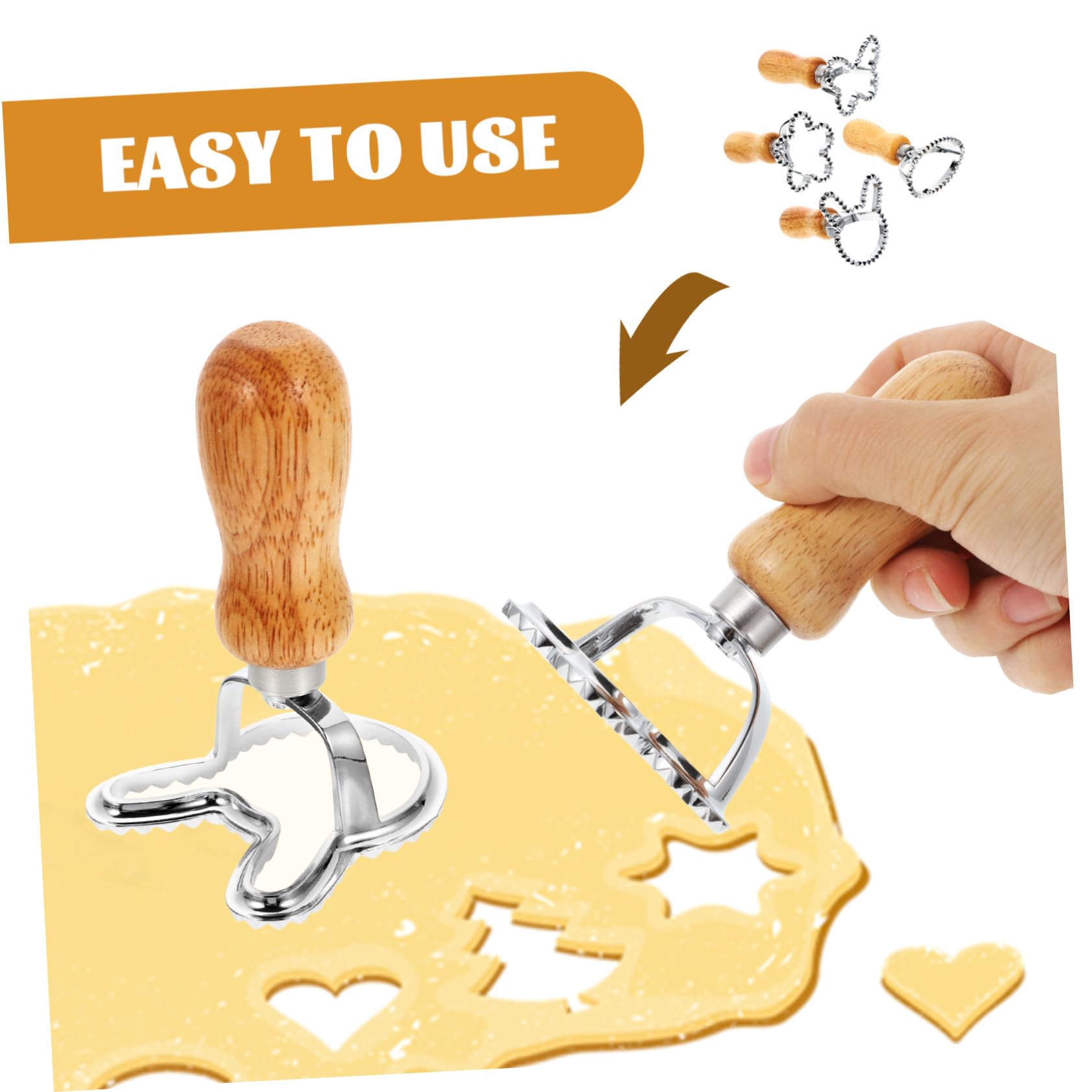 ABOOFAN 4 Sätze Keksform Runde Ausstecher Gebäckpresse Fondant Knödelhauthersteller Plätzchen-weihnachtsschneider Knödelmacher Kuchen Blech Knödel Zubehör Zinn Grad Scone Holz 4 Stück * 4