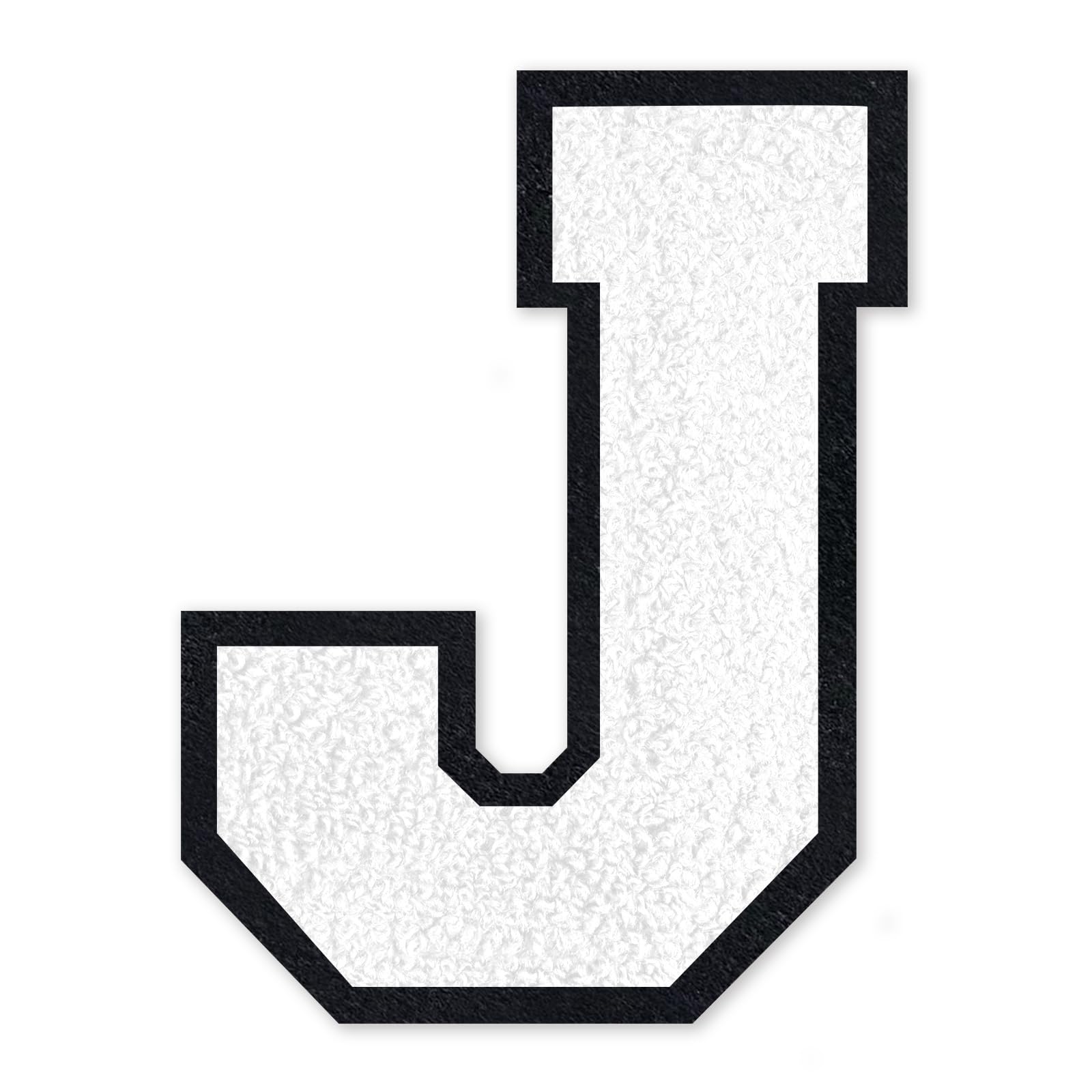 QianSiLi 6.5 Inch Chenille Iron On Letters for Clothes Varsity Letter Patches Embroidered Patch Iron On Patches for Clothing Jacket/Hoodie/Varsity (White,J)