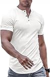 JMIERR Men Casual Short Sleeve T-Shirt Muscle Slim Henley Shirts Beach Tees | Summer, Activewear, Longline, Undershirts, Button, V Neck, Hawaiian, Fitted, Golf, Solid Color, Outdoor, Hiking