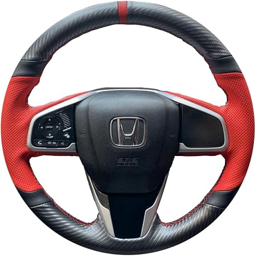 Funda protectora de cuero perforado de fibra de carbono negra mate para Honda Civic 2016-2021CR-V 17-21Clarity 16-18Breeze 20-21CriderEnvix 19-20