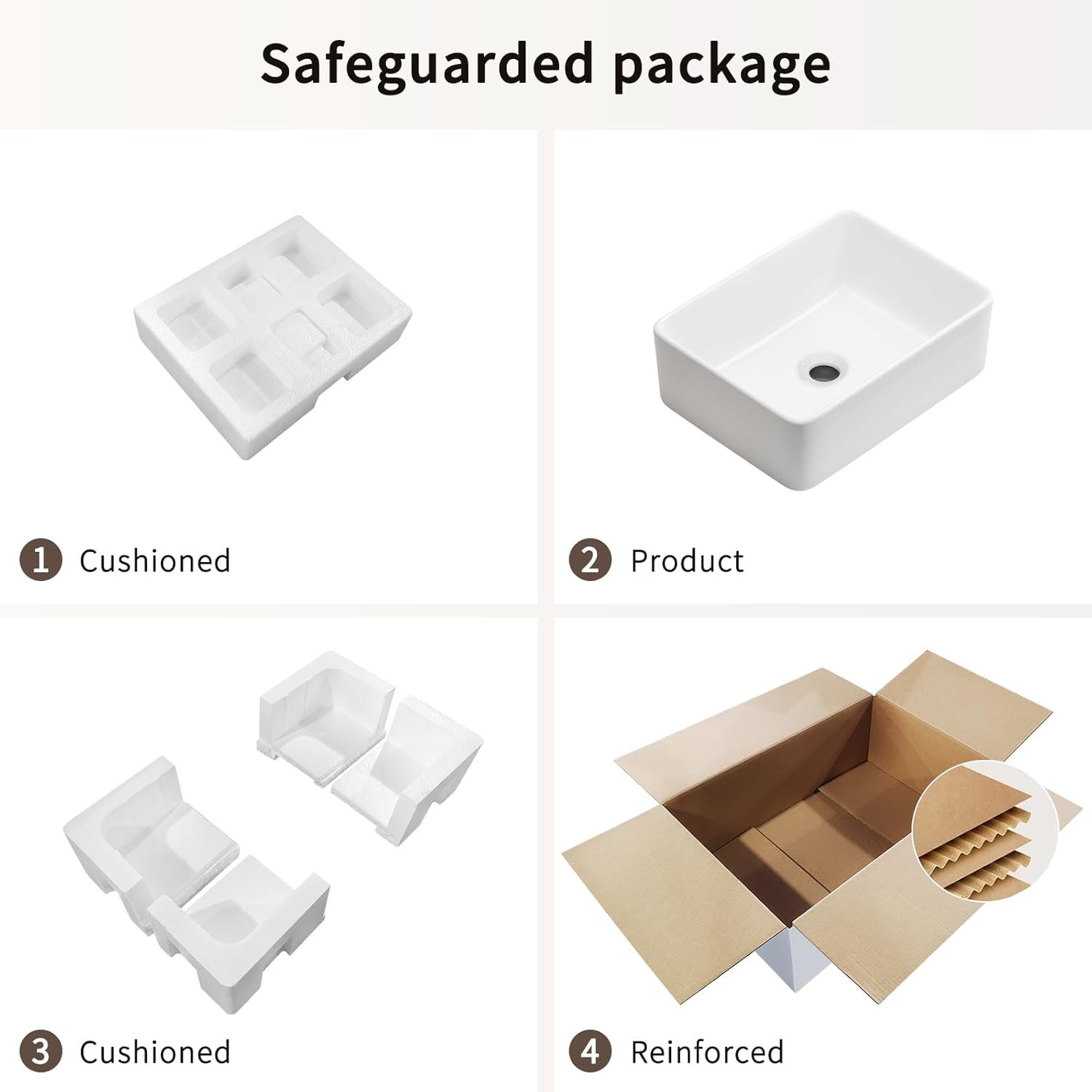 16"x12" White Ceramic Rectangular Vessel Sink – Modern Above Counter Bathroom Lavatory Basin, Small Square Art Sink for Vanity, Topmount Installation, Easy to Clean & Stain Resistant (16" * 12")