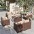 VONZOY Patio Furniture Set with Fire Pit Table, 5 Pieces Outdoor Furniture Sets, Wicker Patio Conversation Sets w/Waterproof Covers for Backyard, Porch, Balcony, Poolside(Khaki)