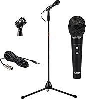 Vista 1 de Nady MSC3 Soporte de micrófono de piso todo en uno, incluye micrófono, soporte de trípode ajustable de metal, clip de micrófono y un cable de 15