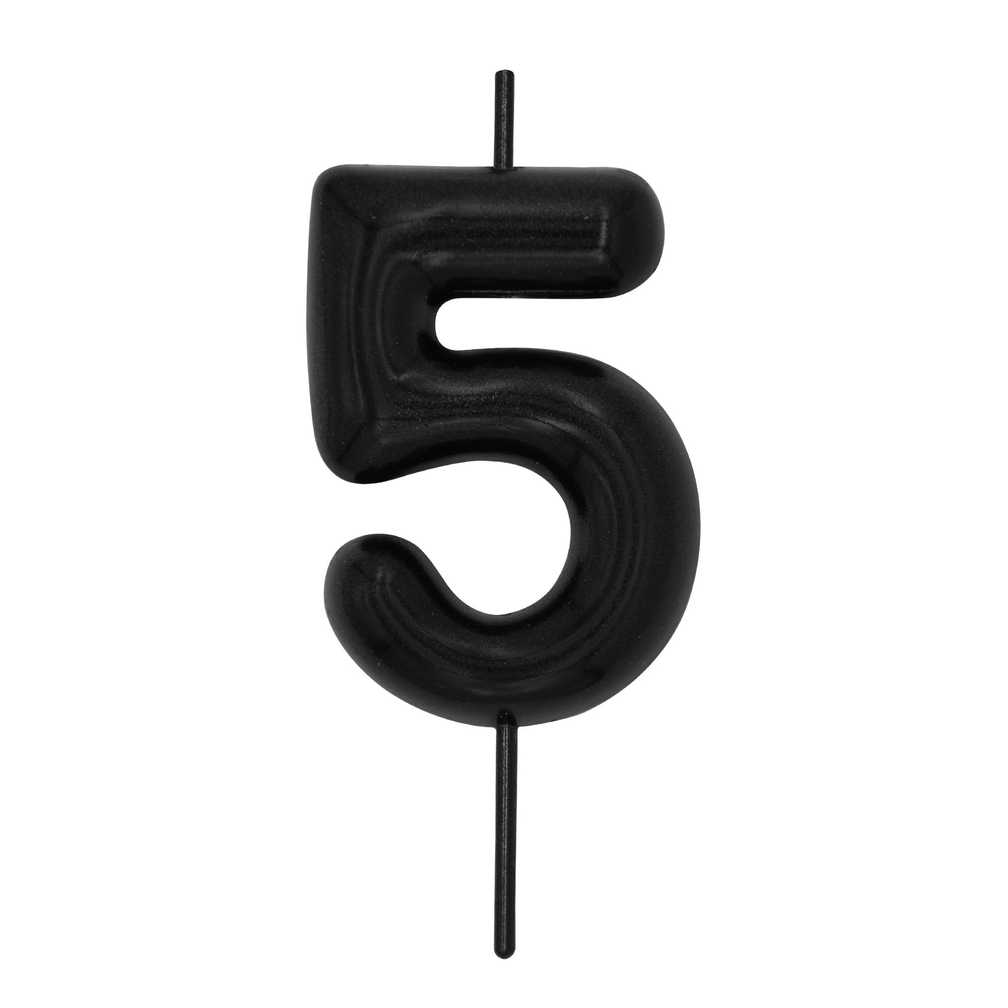 DERVENTA Number Candle Black 2.36 inch Party Celebration Anniversary Decoration Perfect Birthday Brunch Dessert Cake Topper 1 Piece (Number 5 Black)