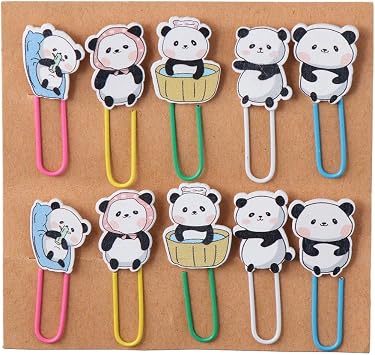 dohobby 30Pcs Panda Paperclip Bookmarks,3 Set Cute Panda Bookmark Clips,for Organize Home,Office