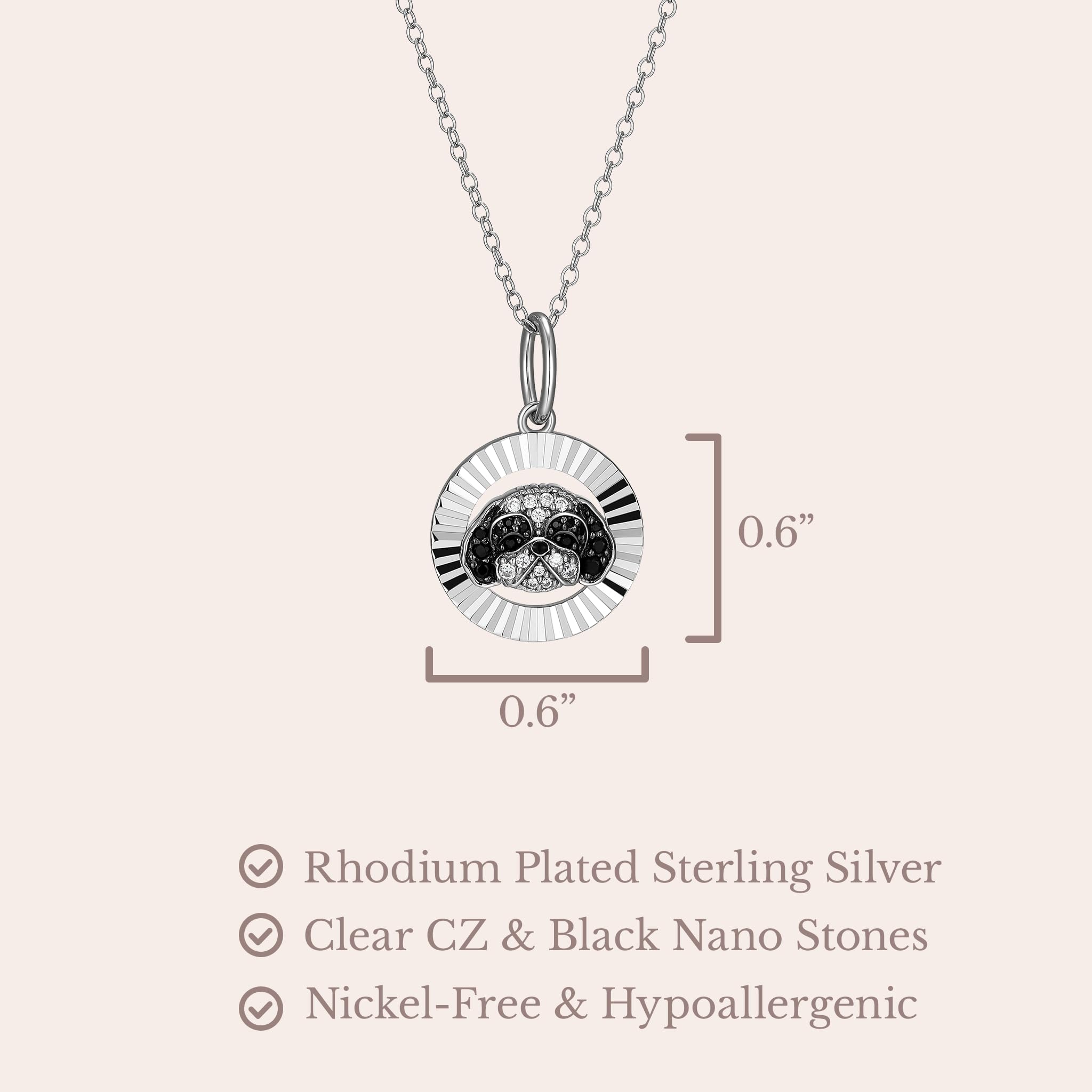 SCAMPER & CO Collana da donna con ciondolo a forma di aureola con zirconia cubica, in argento Sterling e placcato oro 18 carati, catena a corda regolabile, regalo per gli amanti degli animali