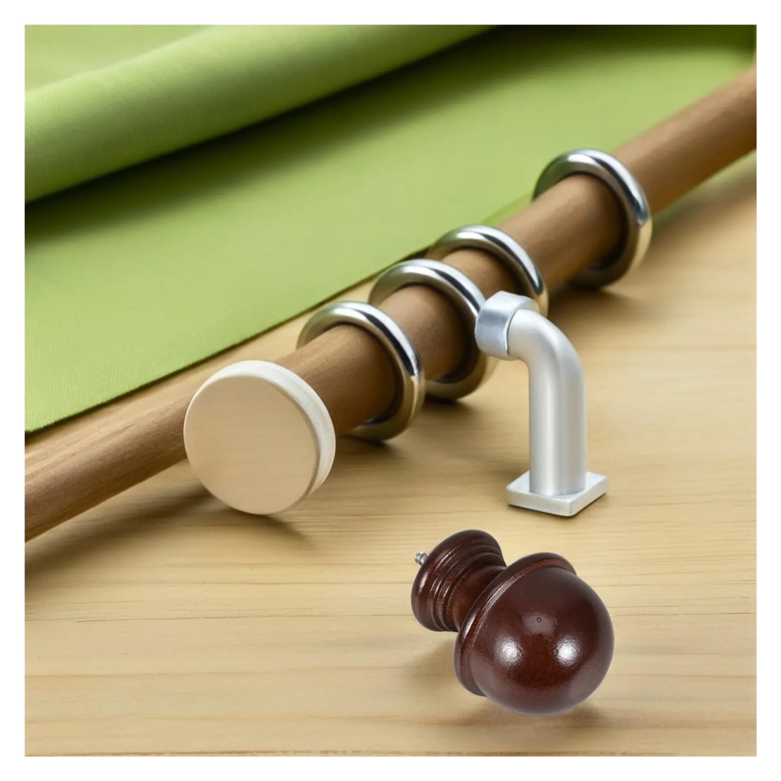 Lot de 4 embouts de tringle à rideaux ronds en bois - 29 mm - Accessoires de fenêtre - Marron café