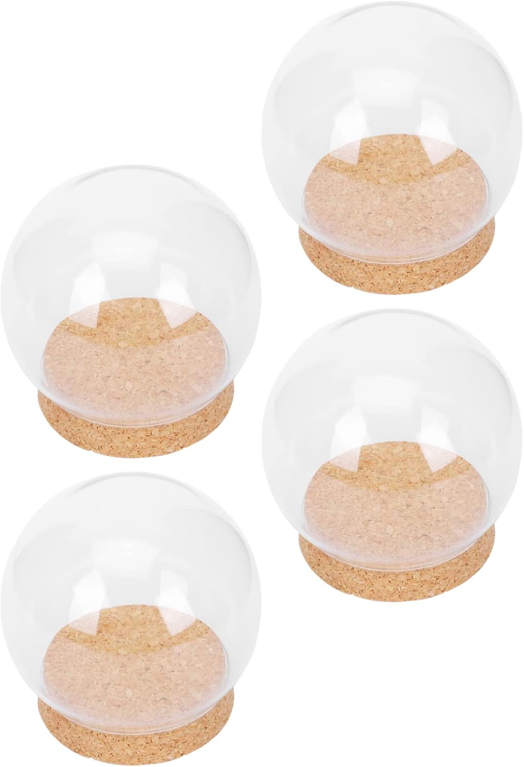 4pcs Glass Dome Display Covers Cork Base for Immortal Flower Dolls Decorative Centerpieces for Home and Holiday Parties Elegant Glass Covers for Preserved Flowers and Figurines